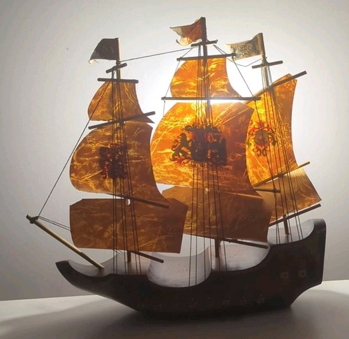 Vintage wooden ship lamp - ship,